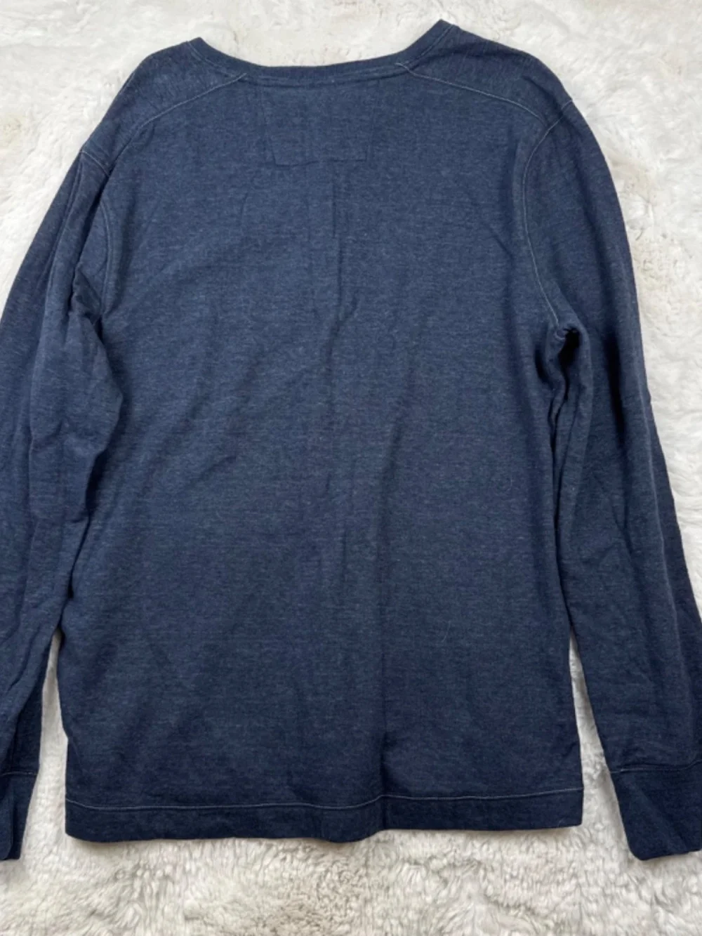 Banana Republic Cotton Blend Blue Grey Henley Long Sleeve 3 Button T-Shirt Large
